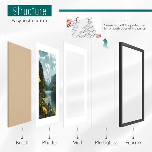 Picrit 24x30 Picture Frame 3 Pack, Black Poster Frame, Display Poster 18 x 24 with Mat or 24x30 without Mat for Horizontal or Vertical Wall Mounting