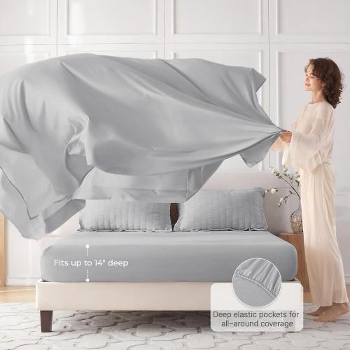 Light Grey Queen Size MUXHOMO 7 Pieces Queen Comforter Set, Seersucker Bed in a Bag Queen Size, All Season Luxury Bedding Set with Comforter, Flat Sheet, Fitted Sheet, Pillowcases & Shams, Light Grey