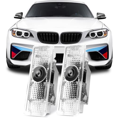 Never Fade HD Door Light Logo Projector Compatible with 1/2/3/4/5/6/7/M/X/Z/GT Series Accessories, 2Pcs 3D LED Ghost Shadow Laser Car Courtesy Step Light Puddle Lamps (ClassicBlueWhiteLogo)