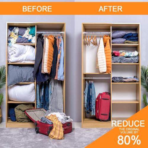 12 Pack Vacuum Storage Bags (3 Jumbo, 3 Large, 3 Medium, 3 Small),Plastic Packaging Bags,Space Saver Sealer Compression Bags with Travel Hand Pump for Blankets, Comforters, Pillows, Clothes Storage