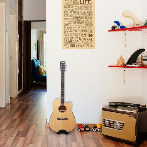 Acoustic Guitar Stand, Clip-On Self-Standing Black Wood Guitar Stand, Portable Lightweight Guitar Stand Floor, Guitar Holder for Travel and Stage, Gift for Acoustic, Classic and Folk Guitar L-Szie