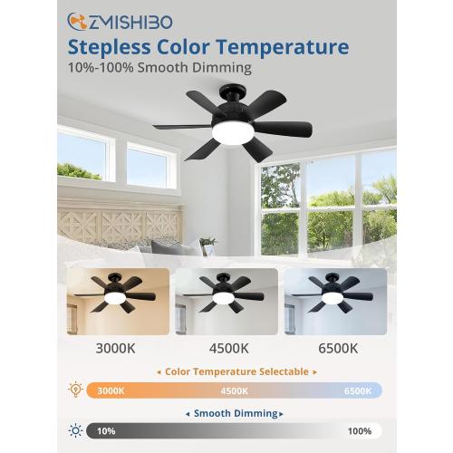 ZMISHIBO 2 Pack 17.9 Inch Socket Fan Light with Remote, Dimmable 3 Colors 6 Speed 1100 Lumens Light Bulb Fan Screw in Ceiling with Lights, Light Socket Ceiling Fan for Bedroom -Black