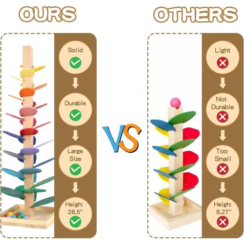 Wooden Music Tree Toy for Kids, Marble Ball Run Track Game for Toddlers, Marble Tree Educational Montessori Toy Boy Girl Gifts