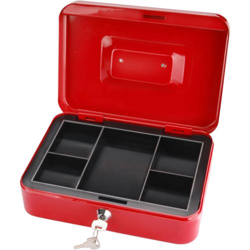 Red Portable Safety Cash Box with Organiser