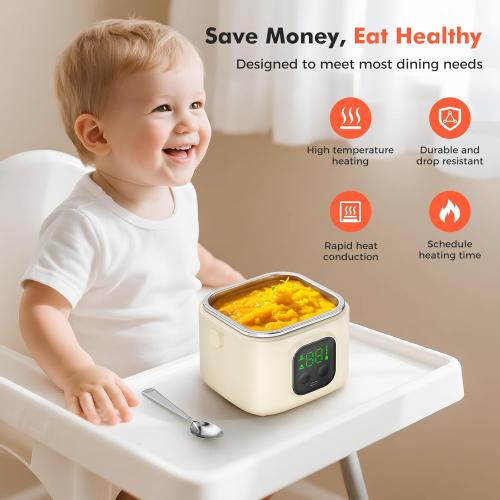 Cordless Electric Lunch Box for Adults & Kids - 14000mAh Battery Powered, Self Heating Food Warmer with Type-C Rechargeable, 27oz/800ml Portable Heated Lunch Box for Office, School, Camping