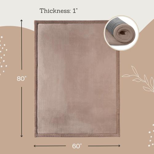 Hakuna Matte CloudSoft Baby Play Mat for Floor 60 x 80 Brown | Coral Velvet high-density foam Rug for Crawling & Cozy Play – Non-Slip, Water-Resistant, Easy-CareTummy Time Mat