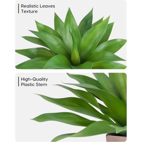 Size 15 Color Green Velener Fake Agave with Burlap Bag, Artificial Plant Outdoor Agave - Fake Plants for Indoor and Outdoor Decor(15 Inch)