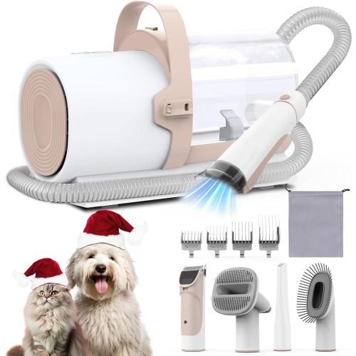 Dog Grooming Vacuum, Pet Grooming Kit with Dog Clippers, 2.5L Dust Cup 11000Pa Dogs Vacuum for Shedding Grooming, 5 Grooming Tools Home Cleaning in 1, Low Noise Pet Grooming Vacuum for Dogs, PG50