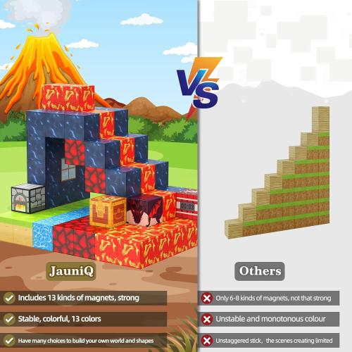 Magnetic Blocks 100Pcs Magnetic Tiles Building Toys Construction Toys STEM Sensory Construction Toys for 3 4 5 6 7 8 Year Old Boys & Girls, Creative Kids Games Kids Toy