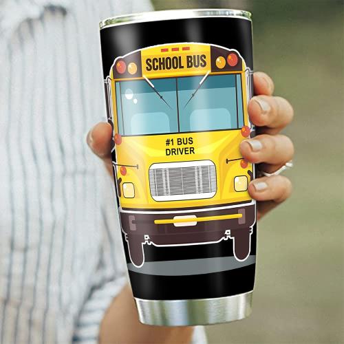 Bus Driver Gifts for Women Men, School Bus Driver Appreciation Gifts, 20oz Bus Driver Tumbler Cup, School Bus Driver Coffee Travel Mug, Bus Driver Insulated Stainless Steel Drinking Cup