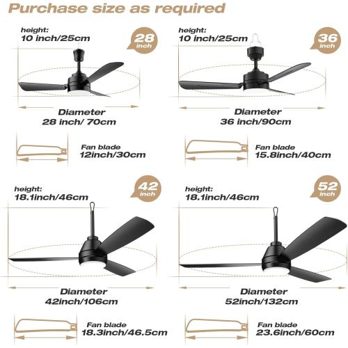PBLALA 52 Outdoor Ceiling Fans with Lights,Plug in Ceiling Fan Light,Gazebo Fan Light,Hanging with Hook,50W,3CCT,App&Remote Control,6-Speeds,DC Motor,Portable Fan for Patios,Pergola