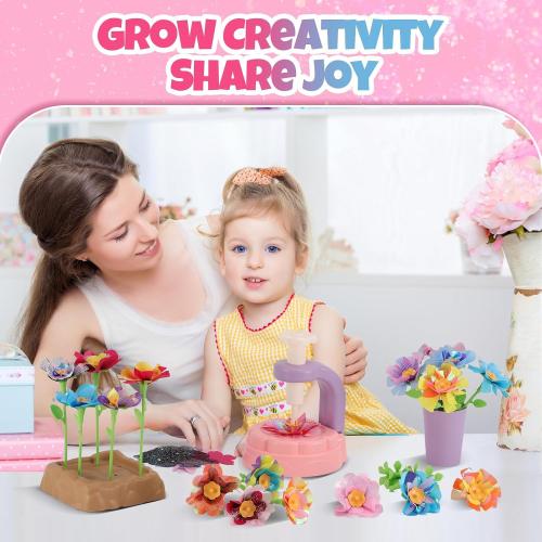 R RUCKERCO Flower Bouquet Craft Kits, DIY Arts and Crafts for Kids 4-6-8,Kids Crafts and Toys for Girls Toddler Activities Girl Art, 4 5 6 7 8 Year Old Girl Birthday Gifts Ideas Gifts for Girls 8-12