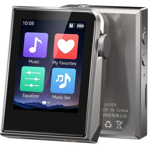 RUIZU 64GB HiFi Lossless MP3 Player, DAC DSD High Resolution Digital Audio Player, Portable Hi-Res Music Player with 2 Touchscreen, Resume Playback, CNC Aluminum Alloy Body, Up to 128GB microSD Card