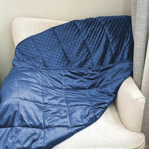 ALANSMA Reversible Weighted Blanket for All Season, Luxury Velvet, Warm and Cool, Adult 10Lb Blue Weighted Blanket, Enjoy Sleeping Anywhere(Blue,48x72 10lbs)