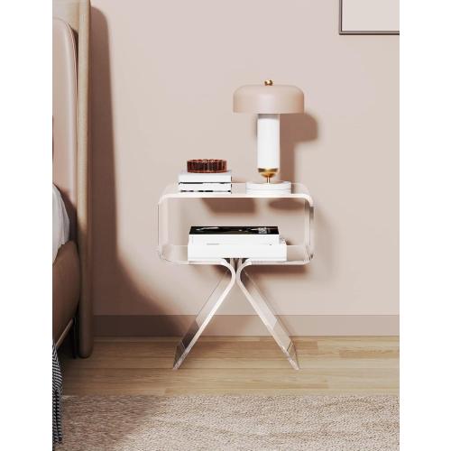 Acrylic Nightstand Side Table Modern Design Clear Home Decor Display End Table for Living Room (Clear)