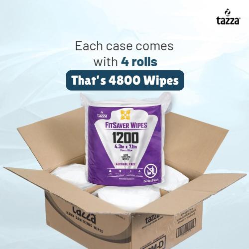 Tazza TAZZAWP1200 Wet Wipes - Bulk 4 x 1200 Ct, Durable Pre-Saturated Cleaning Gym Equip Wipes. 1 penny a wipe! (Pink)
