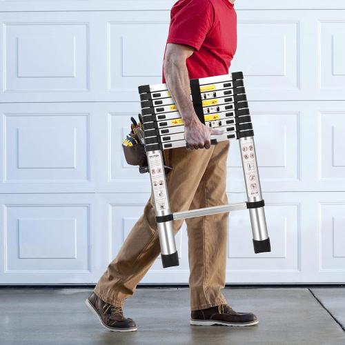 (8.5Ft/2.6M) Telescoping Ladders，EN131Standards Multi-Purpose Folding Aluminum Extension Ladder