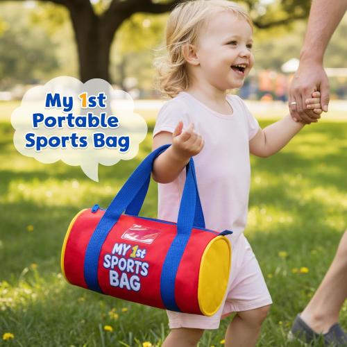 My 1st Sports Bag Plush Toy Playset with Soft Stuffed Balls, Basketball Baseball Football Soccer Ball Plush, Sensory Baby Toys for Toddlers Boys Girls (Sports Bag)