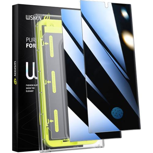 2 pack WSKEN for Samsung Galaxy S24 Ultra Privacy Screen Protector, 24 Degree [Auto-Dust Removal] [Fingerprint Unlock Support] Full Coverage HD Tempered Glass Film with Dust Clean Installing House,2 Pack