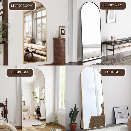 OGCAU Floor Full Length Mirror, 56x20 Arched Full Body Mirror, Black | Aluminum Alloy Frame, Floor, Standing, Hanging, Leaning, Wall Mounted, Suitable for Bedroom, Living Room, Entryway, Cloakroom‼️a tear on the styrofoam holder‼️