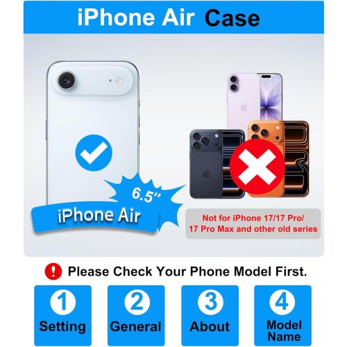 for iPhone Air Case Wallet, Card Holder (3-5 Cards), Camera Cover Stand, Military Grade Drop Protection, Rugged Hard Heavy Duty Men Women Phone Case for iPhone Air 6.5 2025, Black