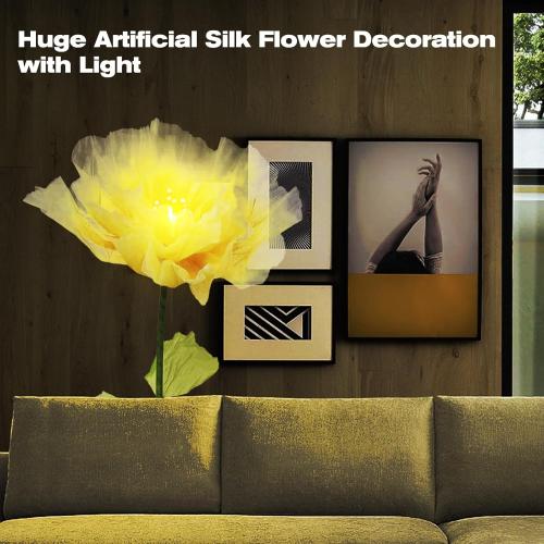 Artificial Fake Flowers for Outdoor, Huge Artificial Silk Flower Decoration with Light, Realistic No Fade Faux Flower for Birthday Living Room Hallway and Shop Window Display