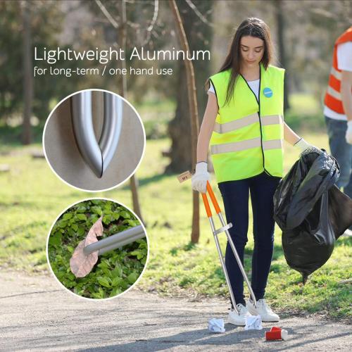 EJG 36 Long Trash & Garbage Picker Grabber, Lightweight Aluminium & Rustproof, Litter Pick Up Stick, Trash Tong, Reaching Assist Tool, Reacher Tool for Elderly, Garden Nabber Plogging (Orange)