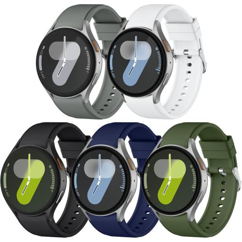 Sport Band for for Samsung Galaxy Watch 7 6 5 4 FE 40mm 44mm, No Gap Soft Silicone Strap for Galaxy Watch 6/4 Classic 42mm 46mm 43mm 47mm/Galaxy 5 Pro 45mm, 5 Pack 20mm Replacement Women Men