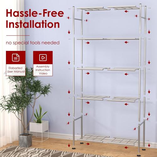Sakugi Storage Shelves - 5 Tier Shelf Organizer, Heavy Duty Garage Shelving Unit with Leveling Feet, Stable Metal Shelves Organizer for Pantry, Kitchen and Closet, 33.0 W x 12.6 D x 72.0 H, Silver