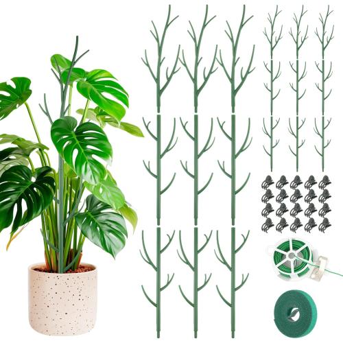 Honeydak 18 Pack Monstera Plant Support Plant Support Stakes for Indoor Plants Stackable Monstera Climbing Sticks with Orchid Clips Twist Ties for Potted Tomato Pothos Philodendron