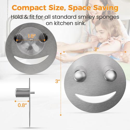 Semcide Sponge Holder, Stainless Steel Sink Caddy w/Suction Cup Installation, Sponge Organizer for Kitchen/Bathroom Sink, Self Draining, Dishwasher Safe for Holding Sponges, Silver(1-Pack)