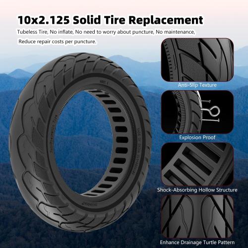 10x2.125 Solid Tire, 10 inch Tires Replacement, Tubeless Tyre for Segway Ninebot F20/F25/F30/F40/F65/D18W/D28U/D38U Gotrax G4/XR/V2 Hiboy S2 Pro Electric Scooter (2 Pack)