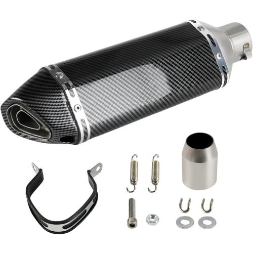 Exhaust Muffler Carbon Fiber 1.5-2Inlet with Removable DB Killer for Street/Sport Motorcycles and Scooters with 38-51mm Diameter Exhaust Pipes