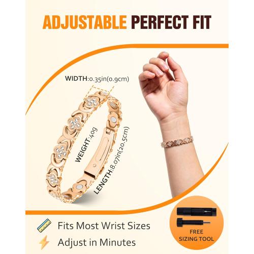 Jecanori Pure Copper Bracelets for Women Pain Relief, Healing Magnetic Bracelet with 3500 Gauss Effective Magnets