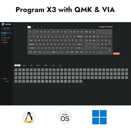 LEMOKEY X3 Wired Mechanical Gaming Keyboard, 100% Layout with QMK/VIA Programmable Keyboard, Brown Switch，Red Backlit for Windows