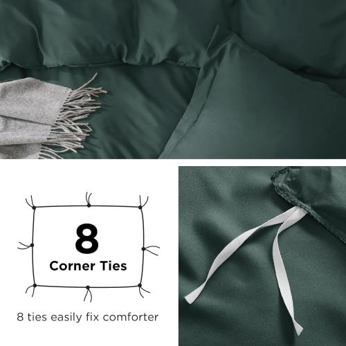 Bedsure Duvet Cover Twin/Twin XL Size - Soft Double Brushed Bedding Set for Kids & Adults, Zipper Closure, 2 Pieces, Includes 1 Duvet Cover (68x90) & 1 Pillow Sham, NO Comforter, Forest Green