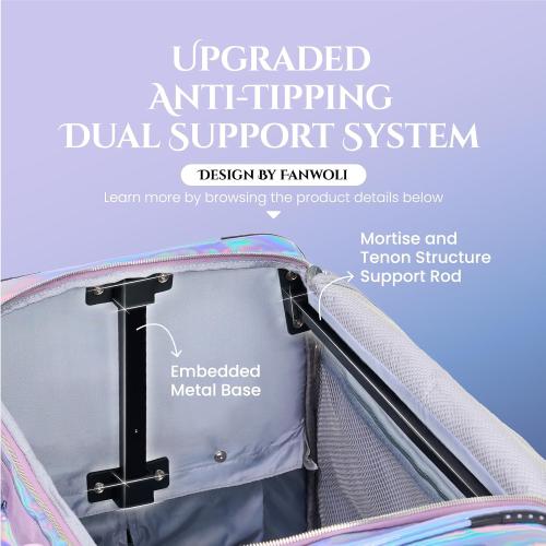 Fanwoli 23 Dance Bag with Garment Rack | Prism-Glowing Collection | Waterproof Iridescent Fabric | Ideal Competition Duffle Bag for Dancer Cheerleader Little Princess | Mermaid Seablue