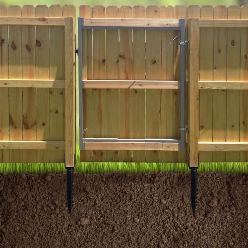 1 Pack 24 Inch Black U Model Ground Anchor Fence Includes Lag Bolts and Rebar, Fits Standard 4x4 (3.5 X 3.5 Inch) Post, No Dig Post Stake for Deck,Fence,Porch,Railing,Mailbox