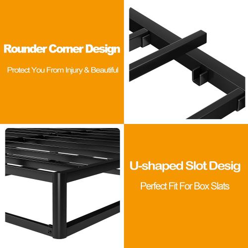 Box Spring Queen 5 inch only Low Profile Heavy Duty Metal Mattress Foundation Max Weight Capacity Strong Steel Structure Quiet Simple Assembly Extra-Strong Support No Noise Easy to Clean (MISSING BOLT)