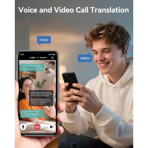 GNMN Active Noise Cancelling Ear Buds AI Translation Wireless Earbuds 96hrs Playback Bluetooth Headphones Dual Battery Display Stereo Bass Earphones with Earhooks Microphone for Sports/Runing/Workout