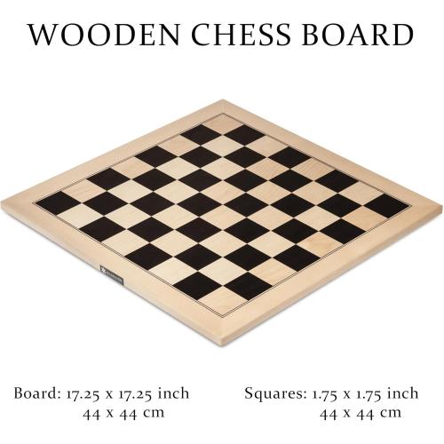 A&A 17.25 Professional Wooden Chess Board with Storage Bag/Ebony Wood & Maple Inlay / 1.75 Squares w/o Notation