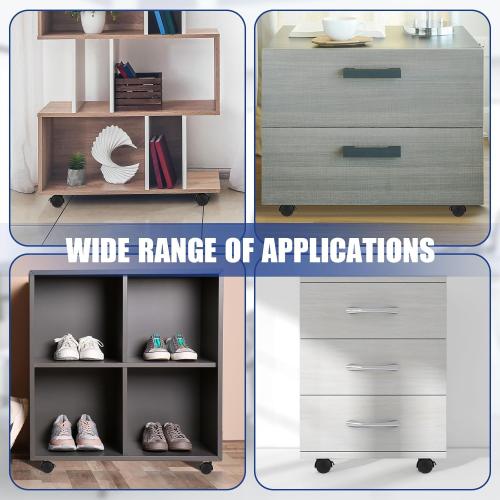 Barydat  Plastic Furniture Wheels with Brake Swivel Replacement Wheels Small Nylon Plastic Casters for Rolling Cart Table Chair Cabinet, Black (Flat Style)