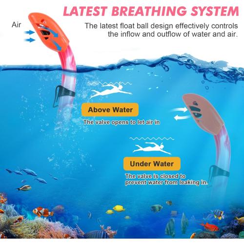 Kids Snorkel Set, Children Anti-Fog Diving Mask Swimming Goggles Dry Top Snorkel Equipment Snorkeling Packages Swimming Gear for Youth Boys Girls Age 5-10