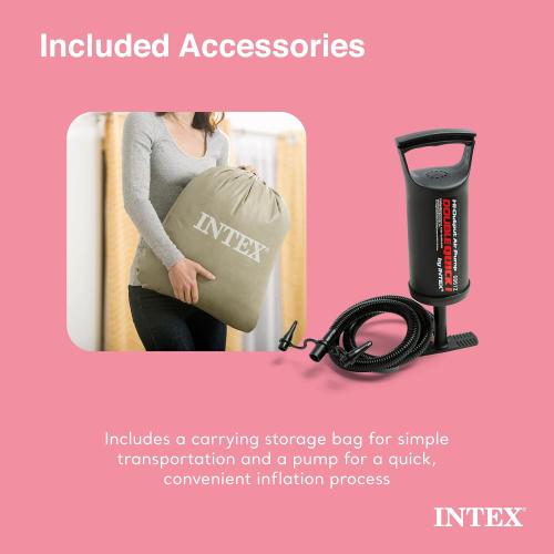 Intex Kids Travel Air Mattress Inflatable Bed Set with Raised Sides, Hand Pump, and Carrying Bag for Camping Trips and Sleepovers, (2 Pack)