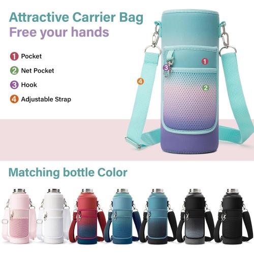 Insulated Water Bottle | Thickened Stainless Steel Vacuum Metal | Portable Sports Water Jug for Gym and Hiking with Straw, Carrier Bag, Handle Strap | BPA-Free 40 oz