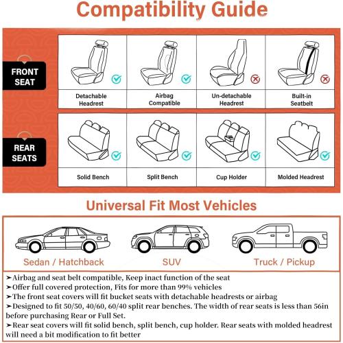 Coverado Car Seat Covers Full Set, Nappa Leather Black Seat Covers for Cars, Waterproof Car Seat Protector, Front and Back Seats Universal Fit for Most Vehicles