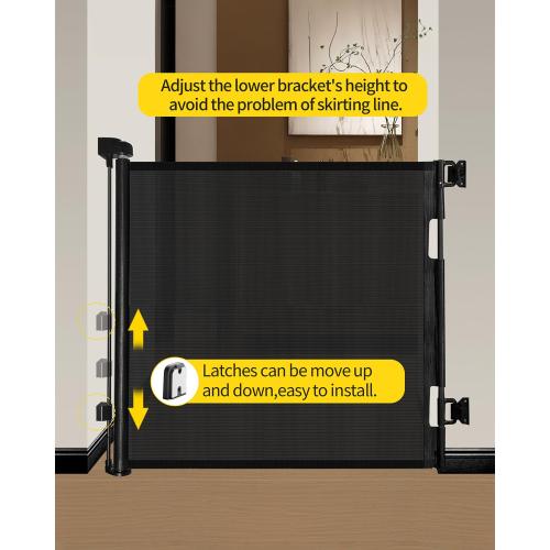 Retractable Baby Gate, Mesh Baby Gate or Mesh Dog Gate, 33 Tall, Extends up to 55 Wide, Child Safety Gate for Doorways, Stairs, Hallways, Indoor/Outdoor (33x55,Black)