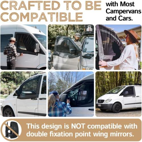 Living in a Bubble Magnetic Bug Screen for Front Doors (Pair), Universal Size for Sprinter, Metris, Ford Transit, and Other Vans & Cars - Car Living Essentials & Van Life Accessories