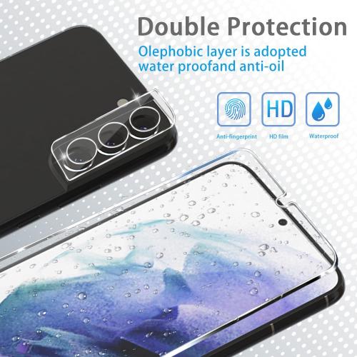 iAnder 3 Pack Glass Screen Protector for Galaxy S21, 3 Pack Camera Lens Protector with Easy Installation Tray, Supports Fingerprint Sensor, HD Retina Clarity, Case Friendly