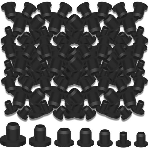 140Pcs Rubber Plug Box, Round Hole Silicone Tool Various Sizes Rubber Plugs Round HolesT-Type Flexible Stopper Sealing Covers for Car Wiring Furniture
